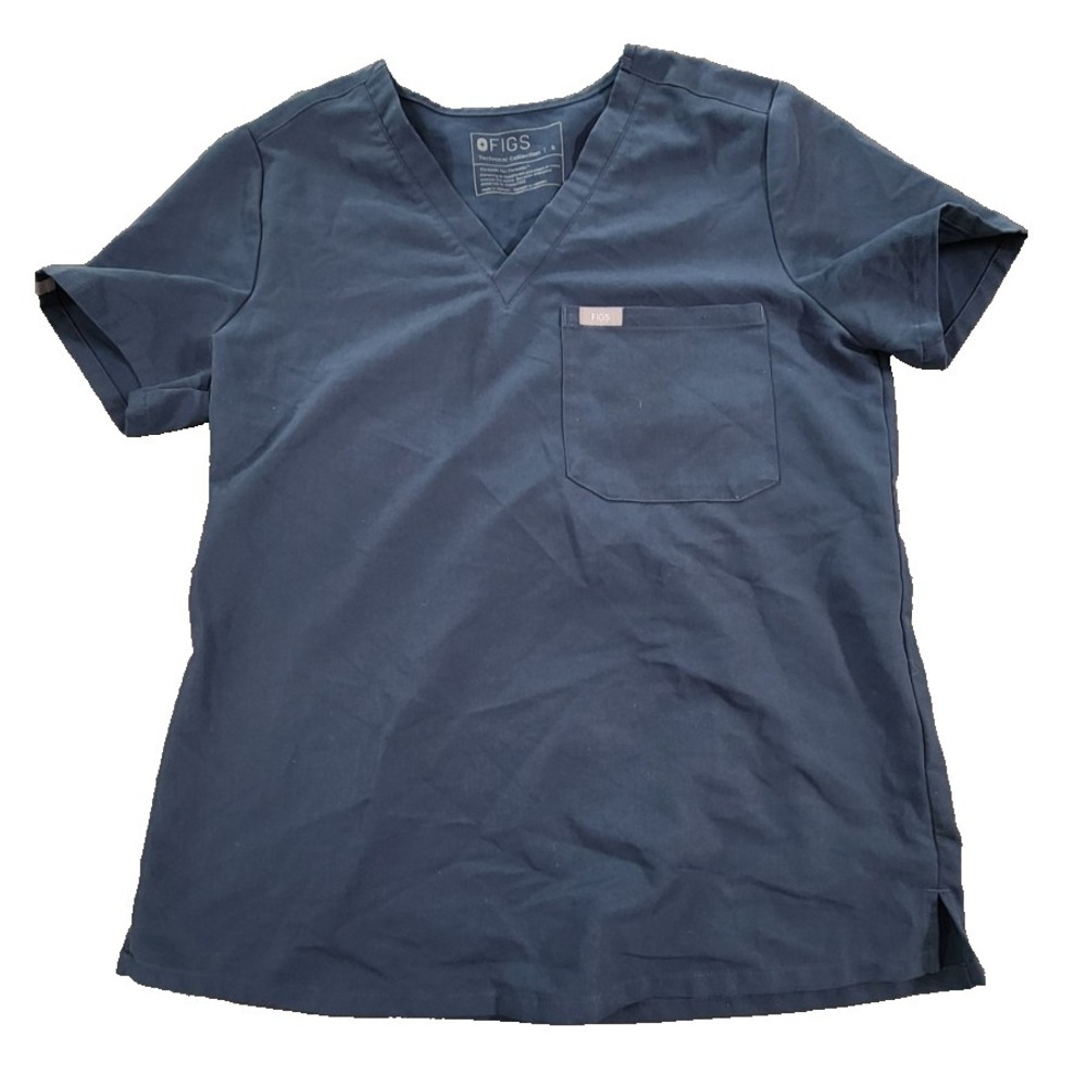 FIGS Catarina One-Pocket Scrub Top Navy Blue V-Neck‎ Technical Collection FW1000